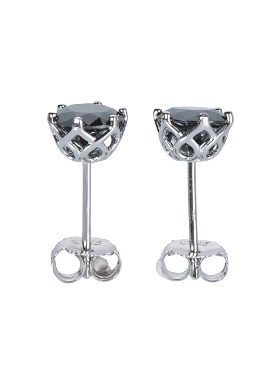 Fashionable 925 Sterling Silver Black Moissanite Earrings