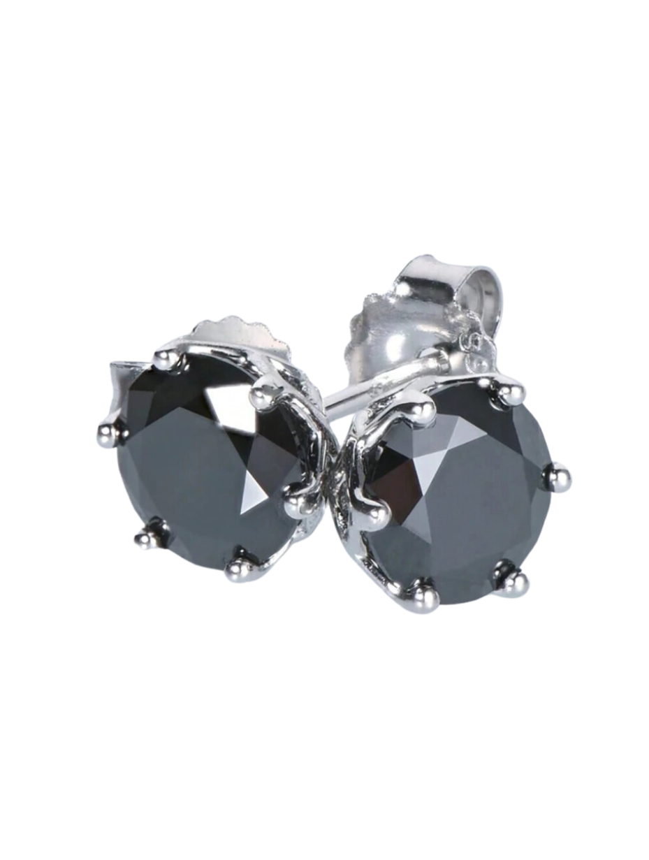 Fashionable 925 Sterling Silver Black Moissanite Earrings