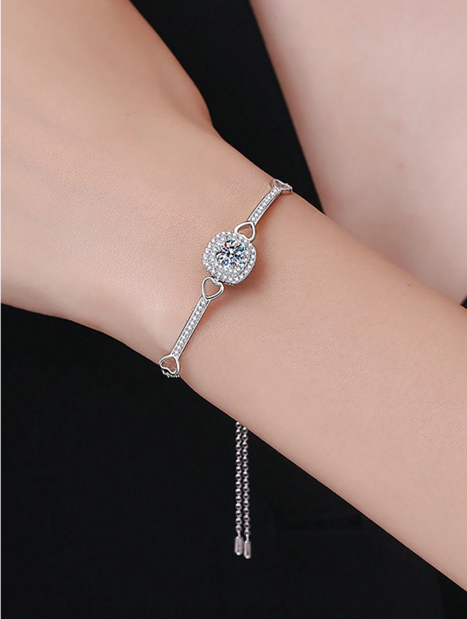 Moissanite Pendant Bracelet | Classic S925 Sterling Silver