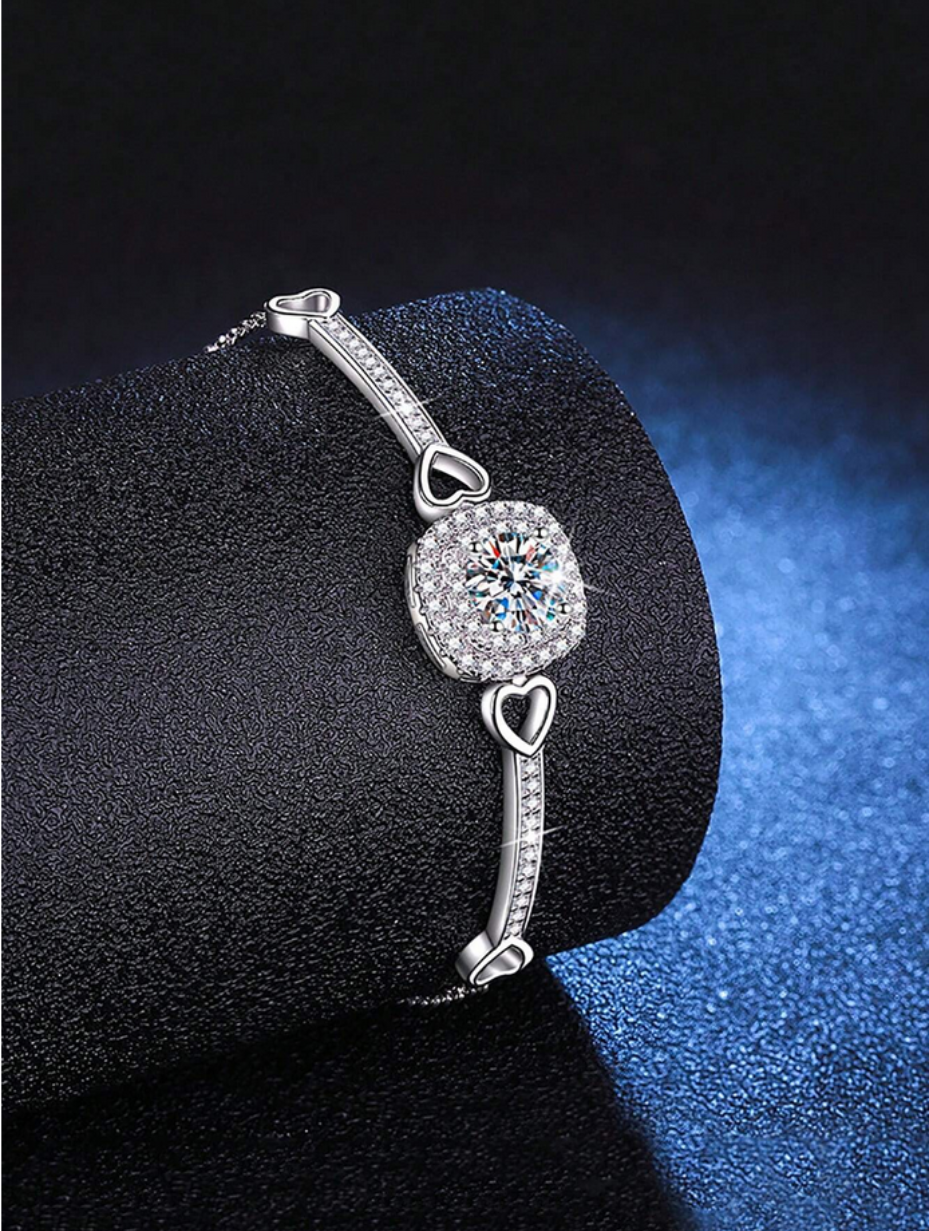 Moissanite Pendant Bracelet | Classic S925 Sterling Silver