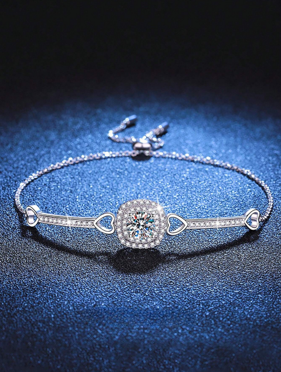Moissanite Pendant Bracelet | Classic S925 Sterling Silver
