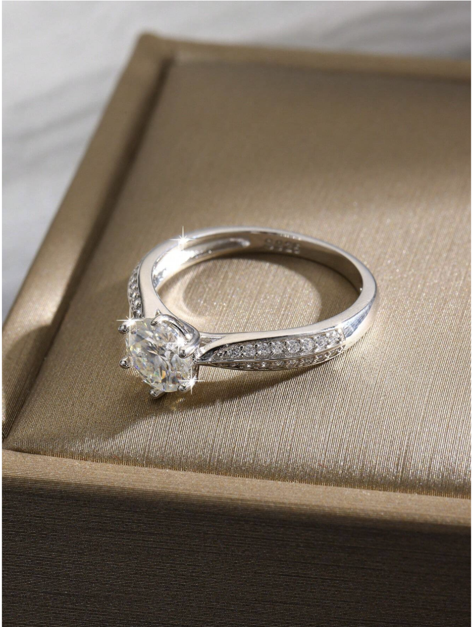 S925 Sterling Sølv 1kt Lab-dyrket Moissanite Ring | D Farve Halo Ring
