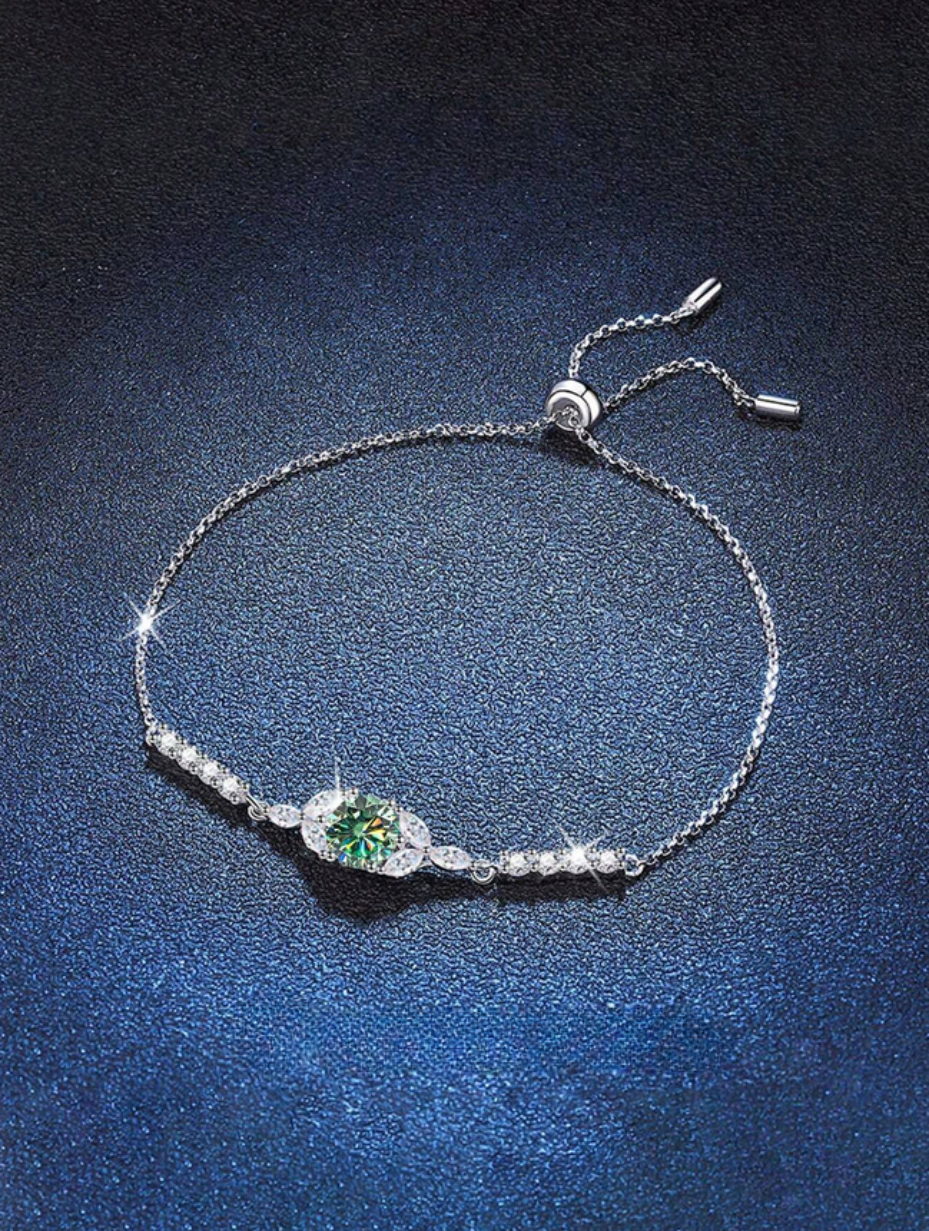 Emerald Elegance Moissanite Bracelet | S925 Sterling Silver
