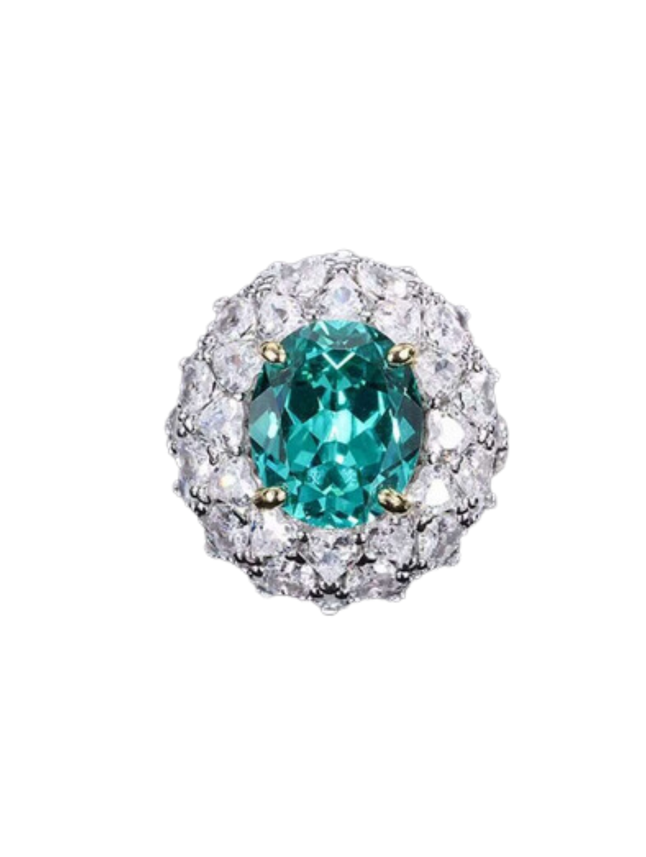 Sterlingsølv Grøn Lab Diamantring