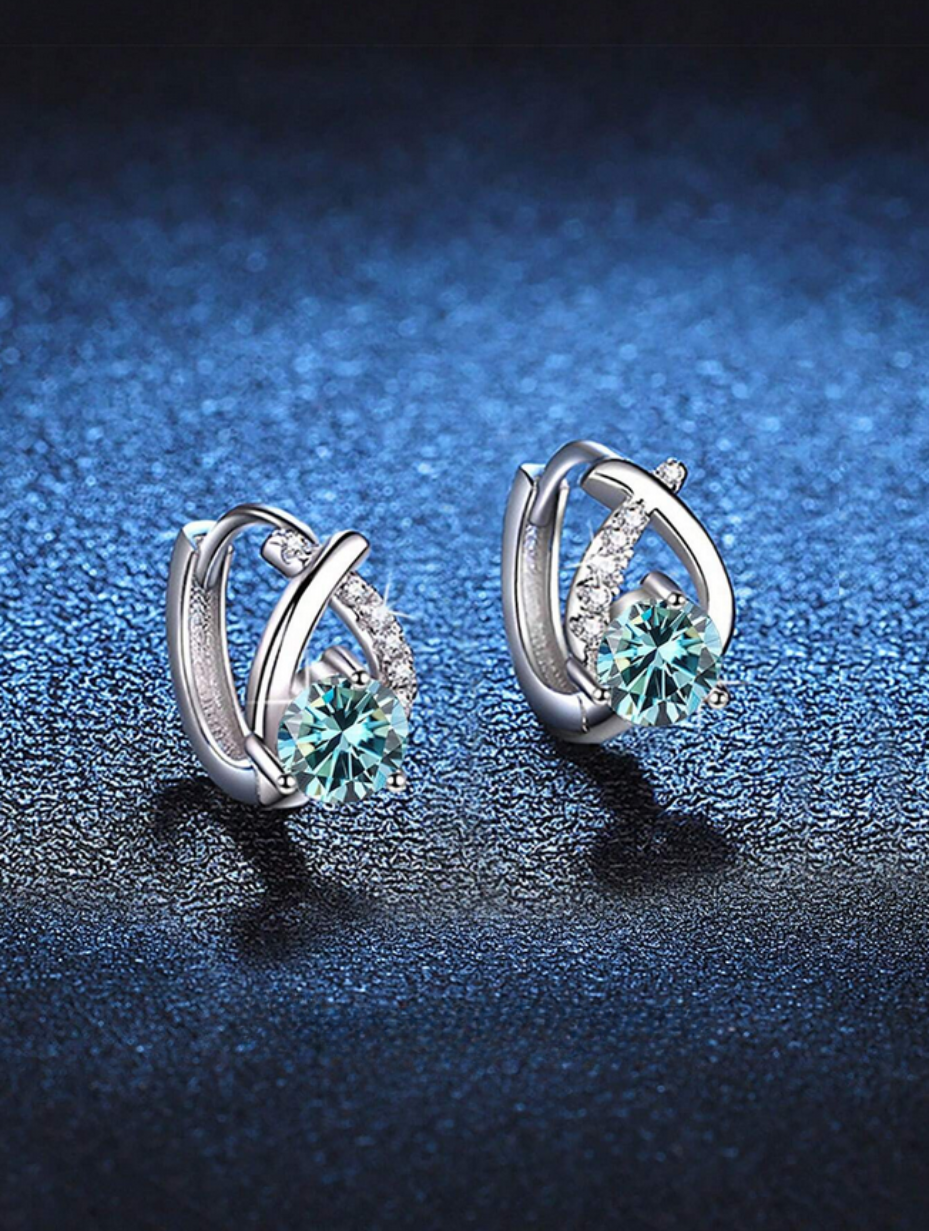Aqua Elegance Moissanite Stud Earrings | Elegant S925 Sterling Silver
