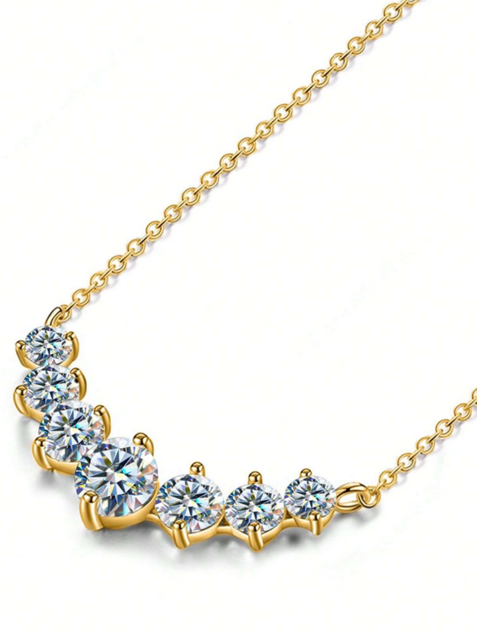 Smiling Seven Princess Moissanite Necklace | S925 Sterling Silver