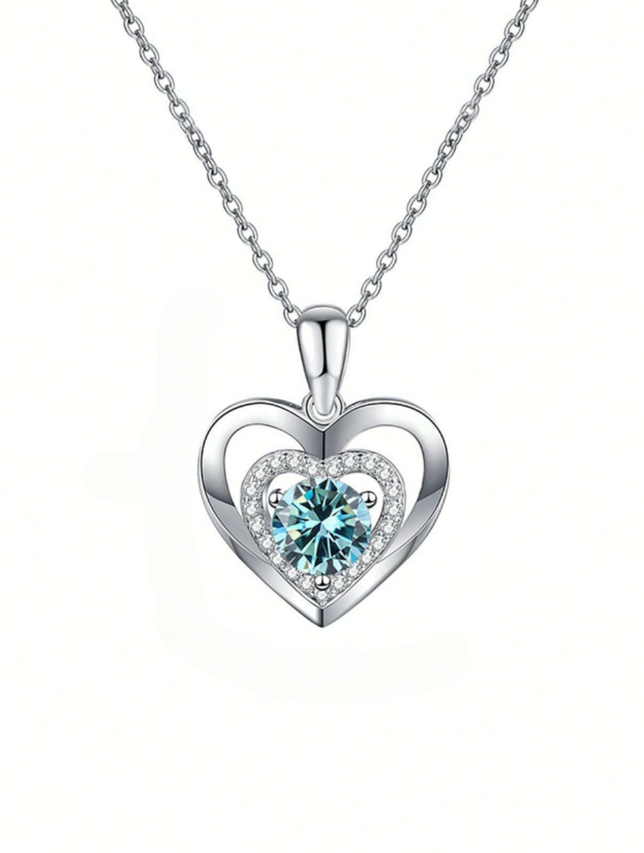 Moissanite Necklace With Heart Pendant S925 Sterling Silver SparklingCPH