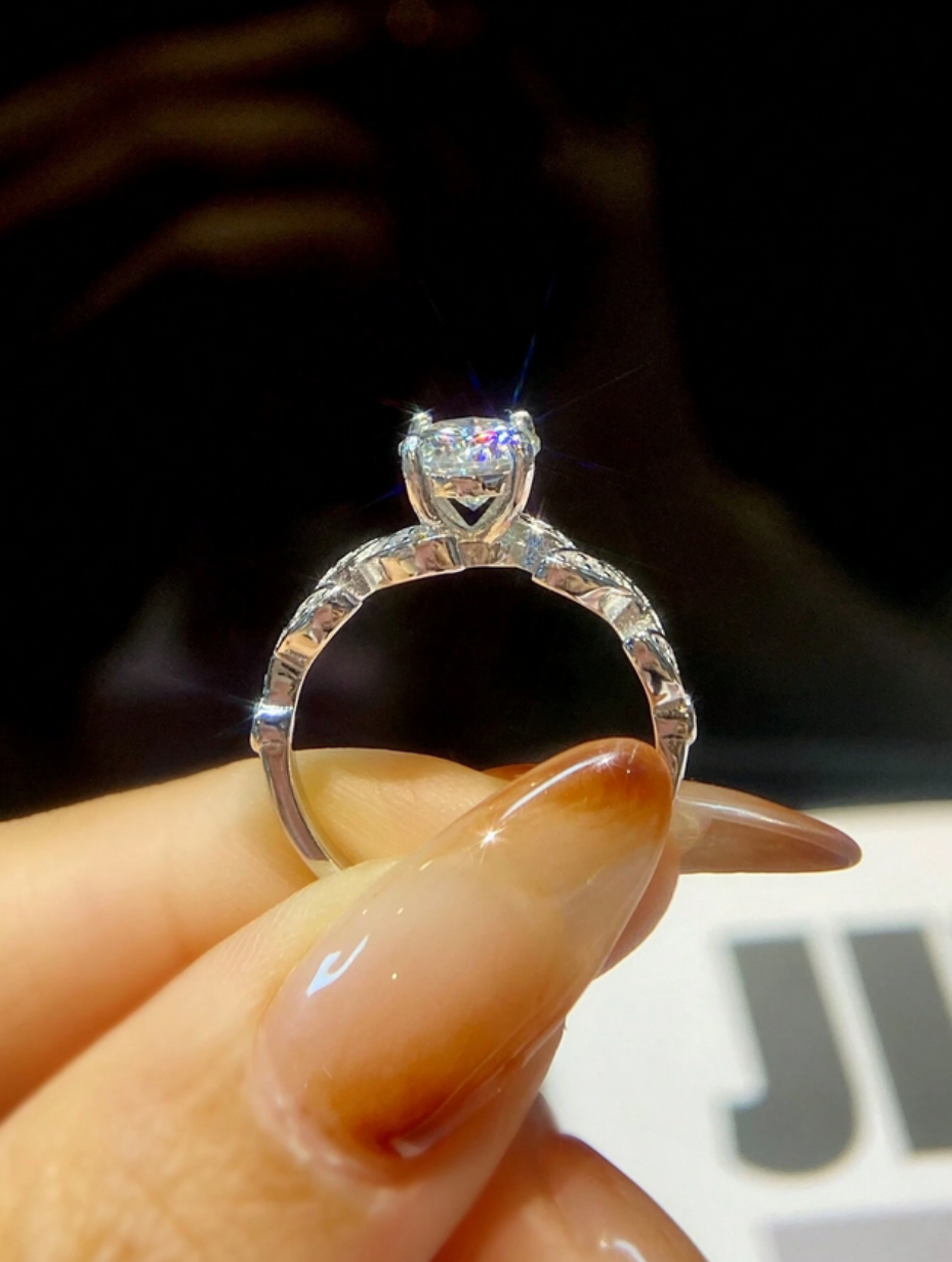 Moissanite Crushed Diamond Ring | 925 Sterling Silver