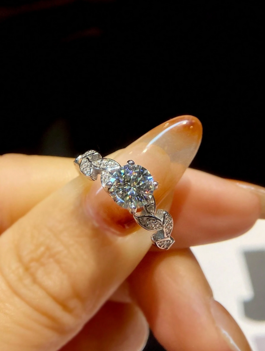 Moissanite Crushed Diamond Ring | 925 Sterling Silver