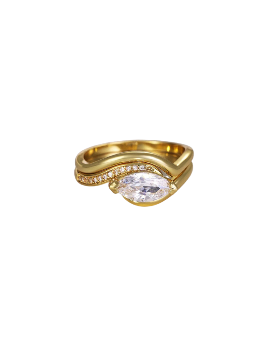 S925 Silver Horse Eye Moissanite Stackable Rings