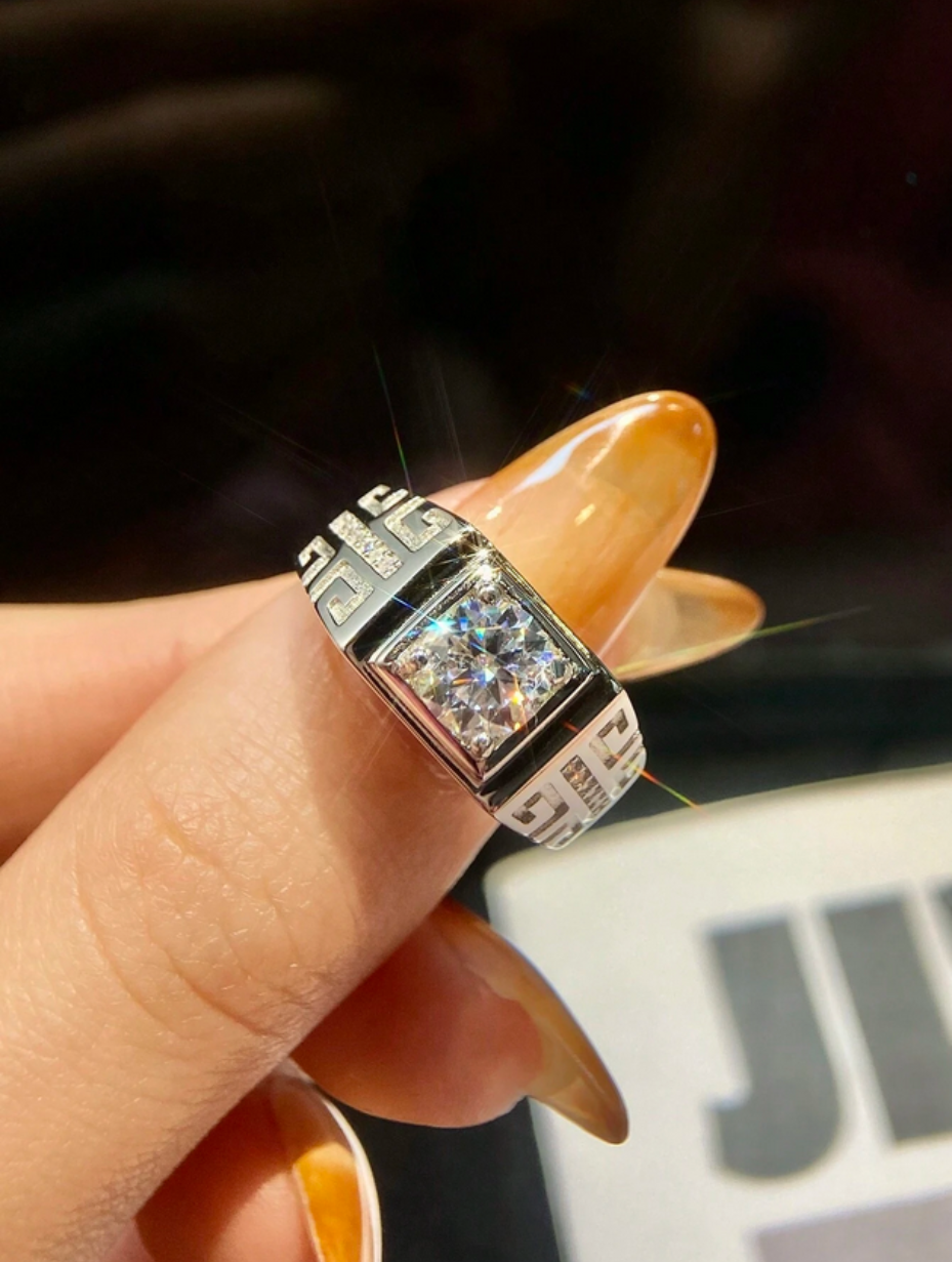 925 Sterling Sølv Moissanit Ring | Elegant Rundt Design