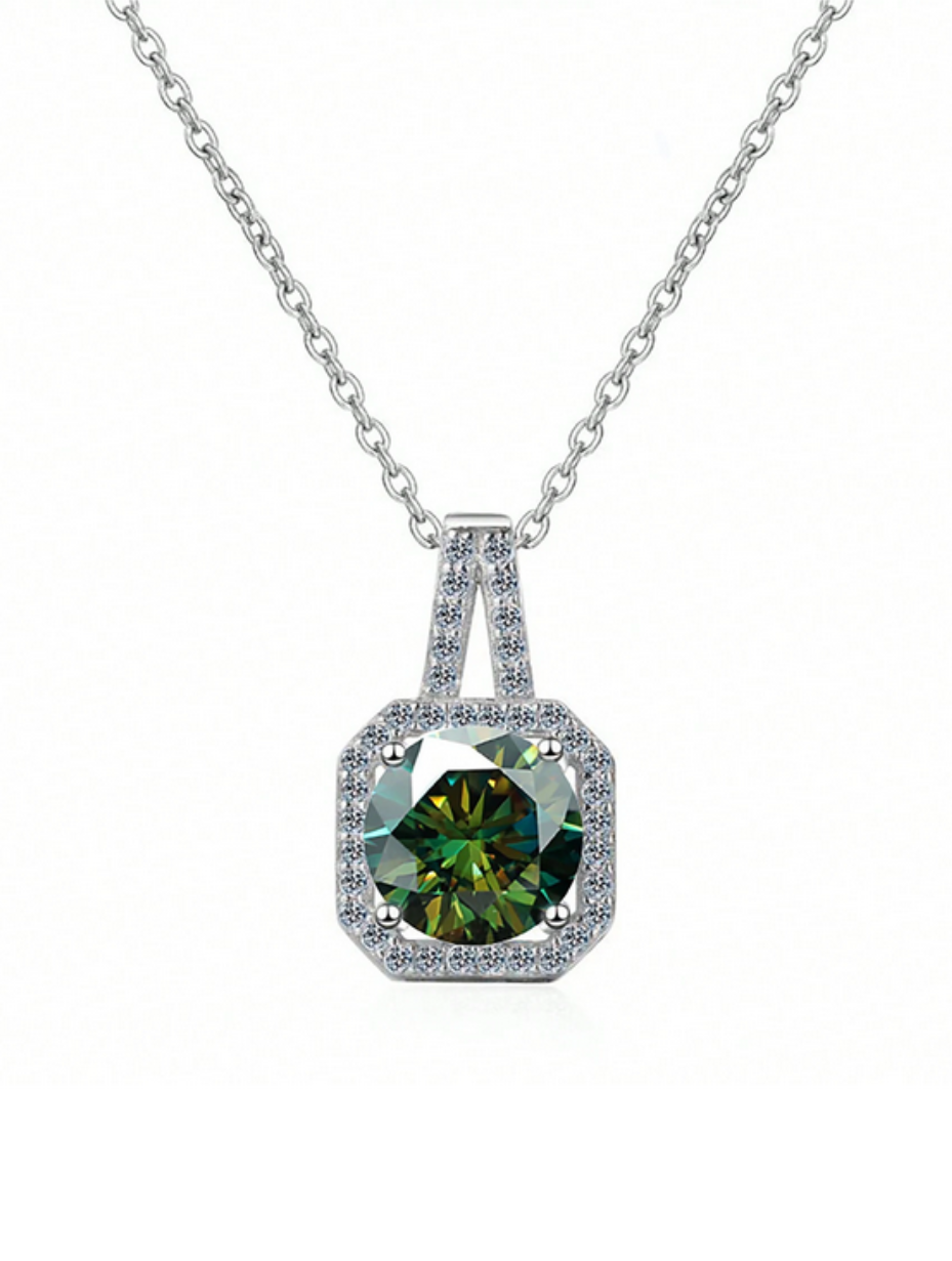 Elegant Moissanite Square Halo Necklace | Sparkling Design