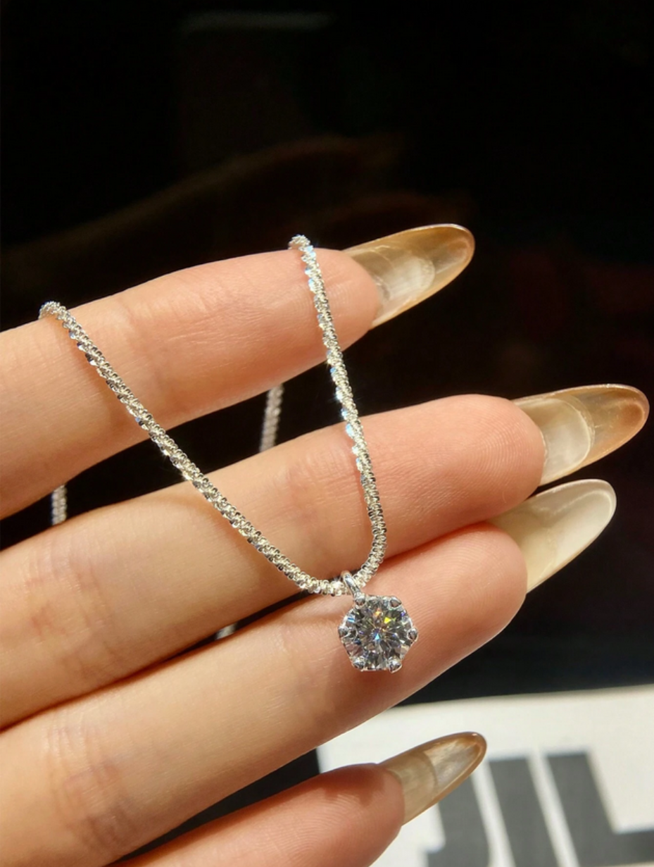 Moissanite Necklace | Heart Pendant Charm
