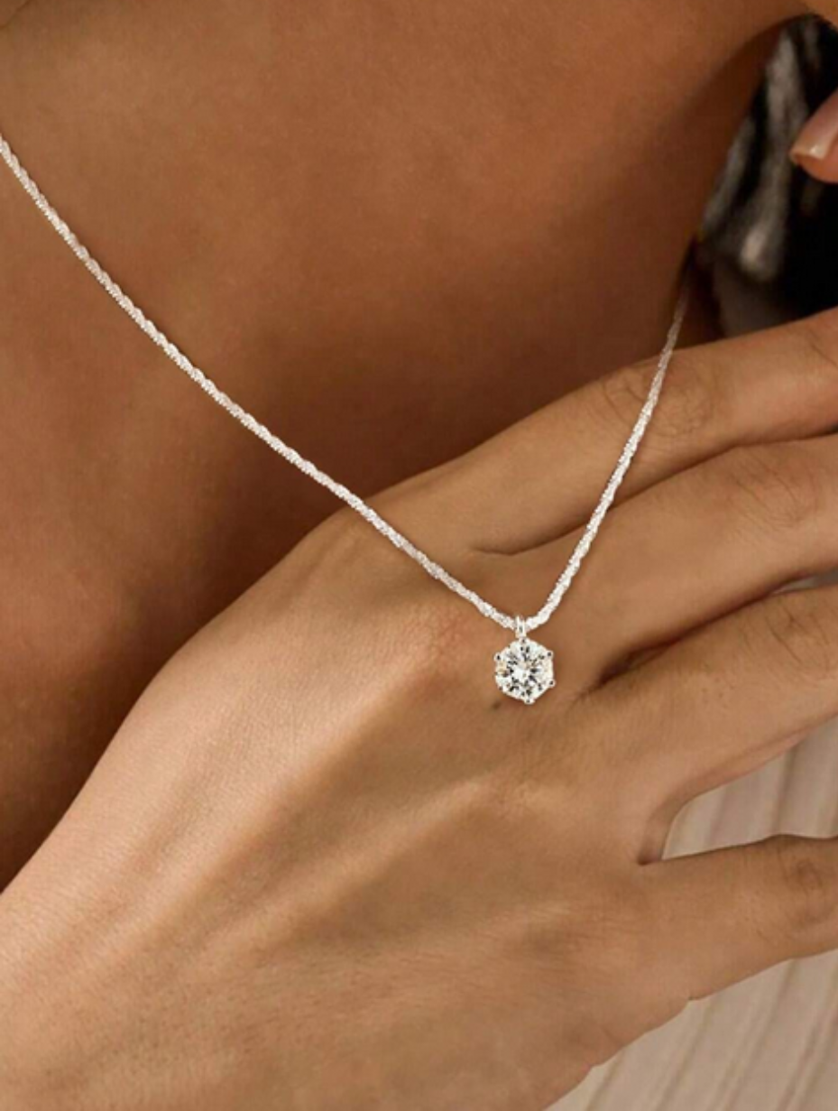 Moissanite Necklace | Heart Pendant Charm