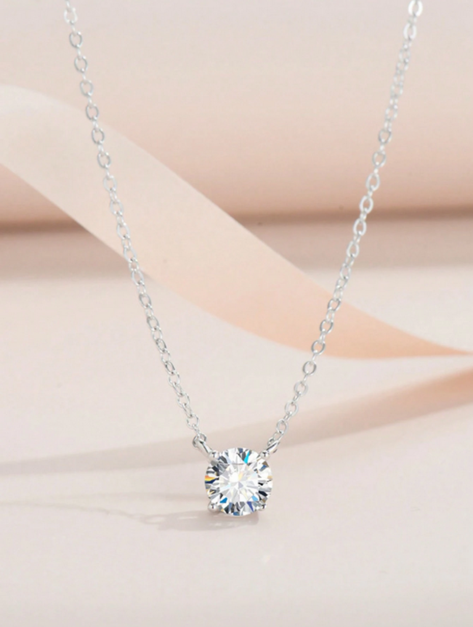Classic Moissanite Pendant Necklace | 925 Sterling Silver