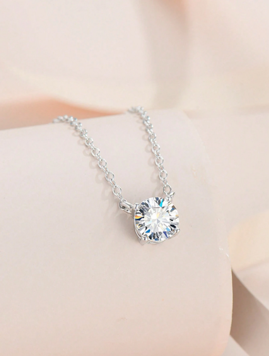 Classic Moissanite Pendant Necklace | 925 Sterling Silver
