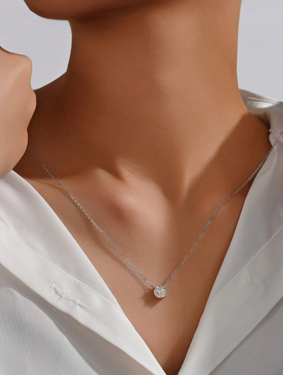 Classic Moissanite Pendant Necklace | 925 Sterling Silver