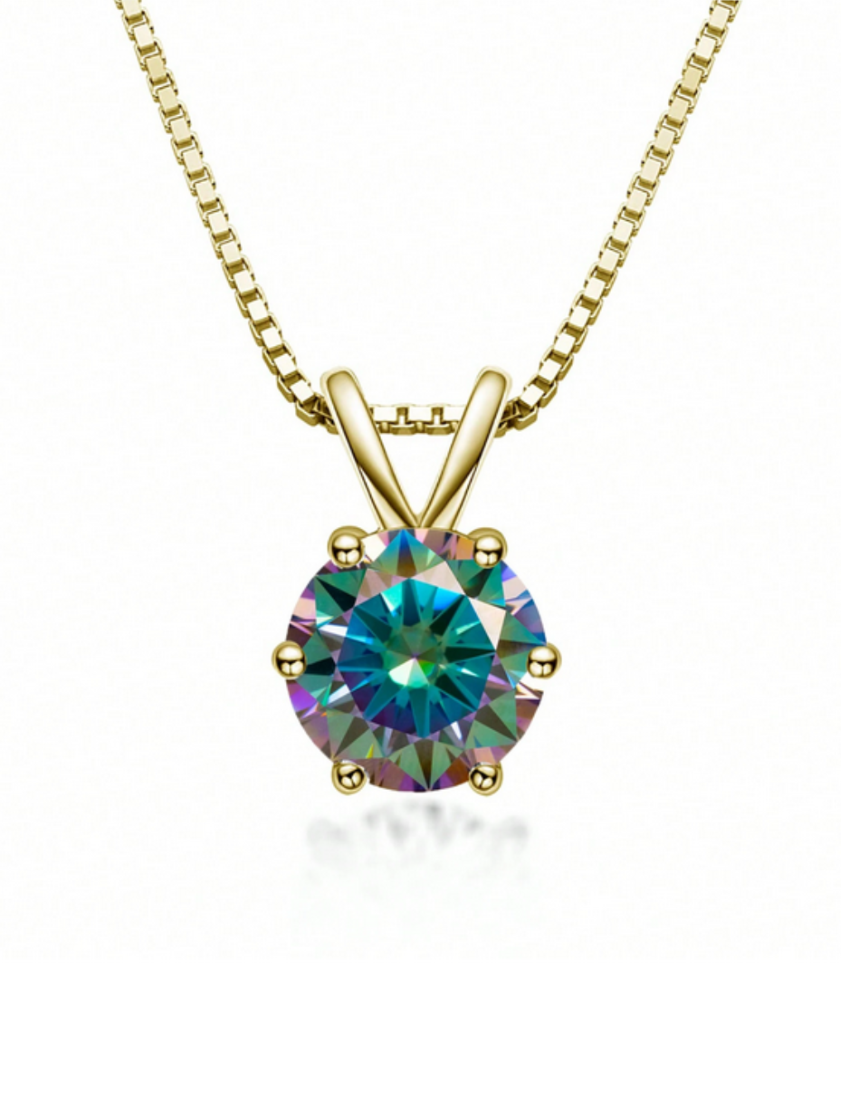 Lovely S925 Sterling Silver 6-Claw Moissanite Pendant Necklace