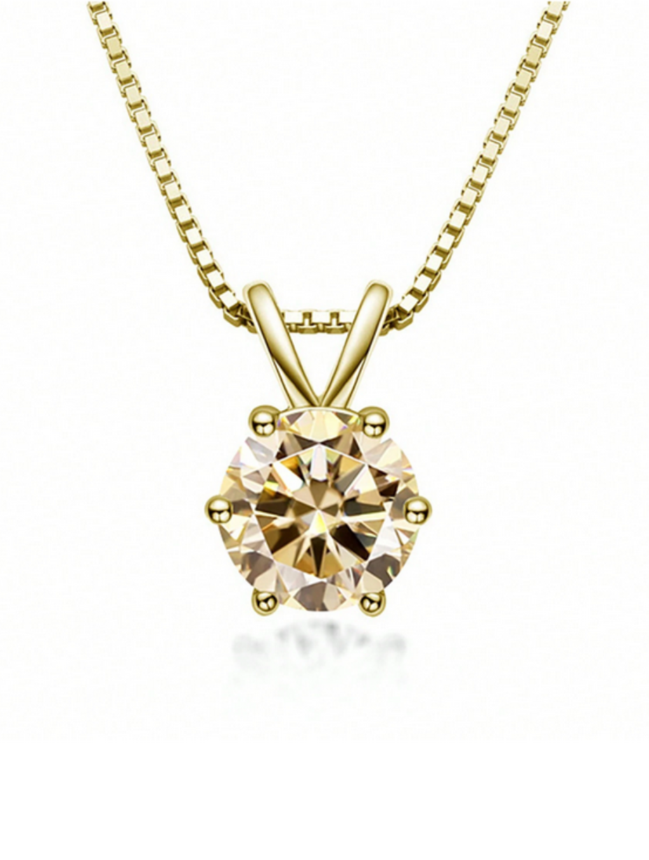 Lovely S925 Sterling Silver 6-Claw Moissanite Pendant Necklace