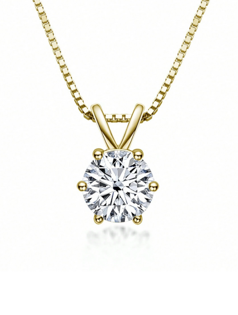 Lovely S925 Sterling Silver 6-Claw Moissanite Pendant Necklace