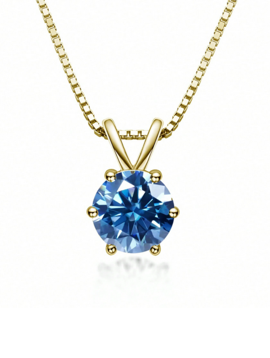 Lovely S925 Sterling Silver 6-Claw Moissanite Pendant Necklace