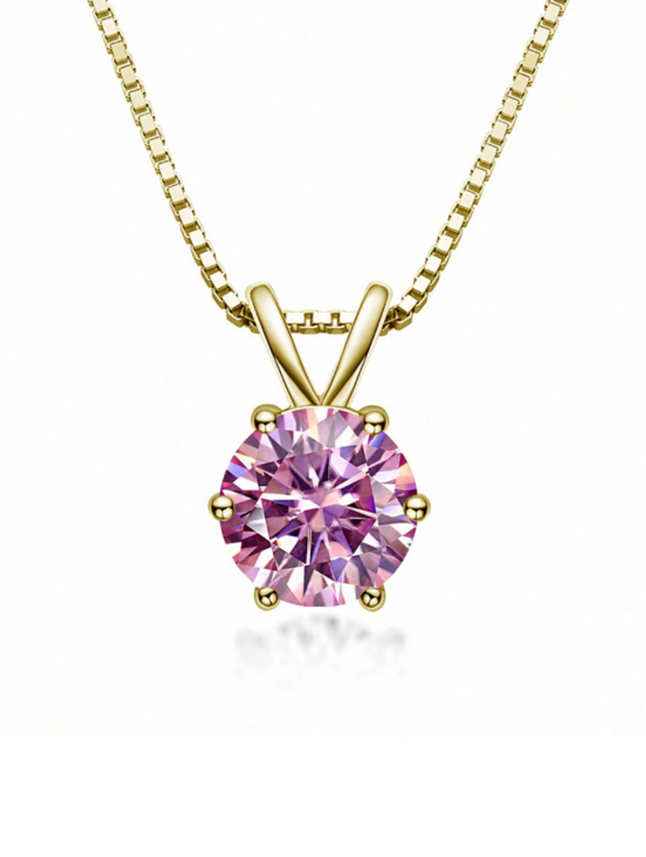 Lovely S925 Sterling Silver 6-Claw Moissanite Pendant Necklace