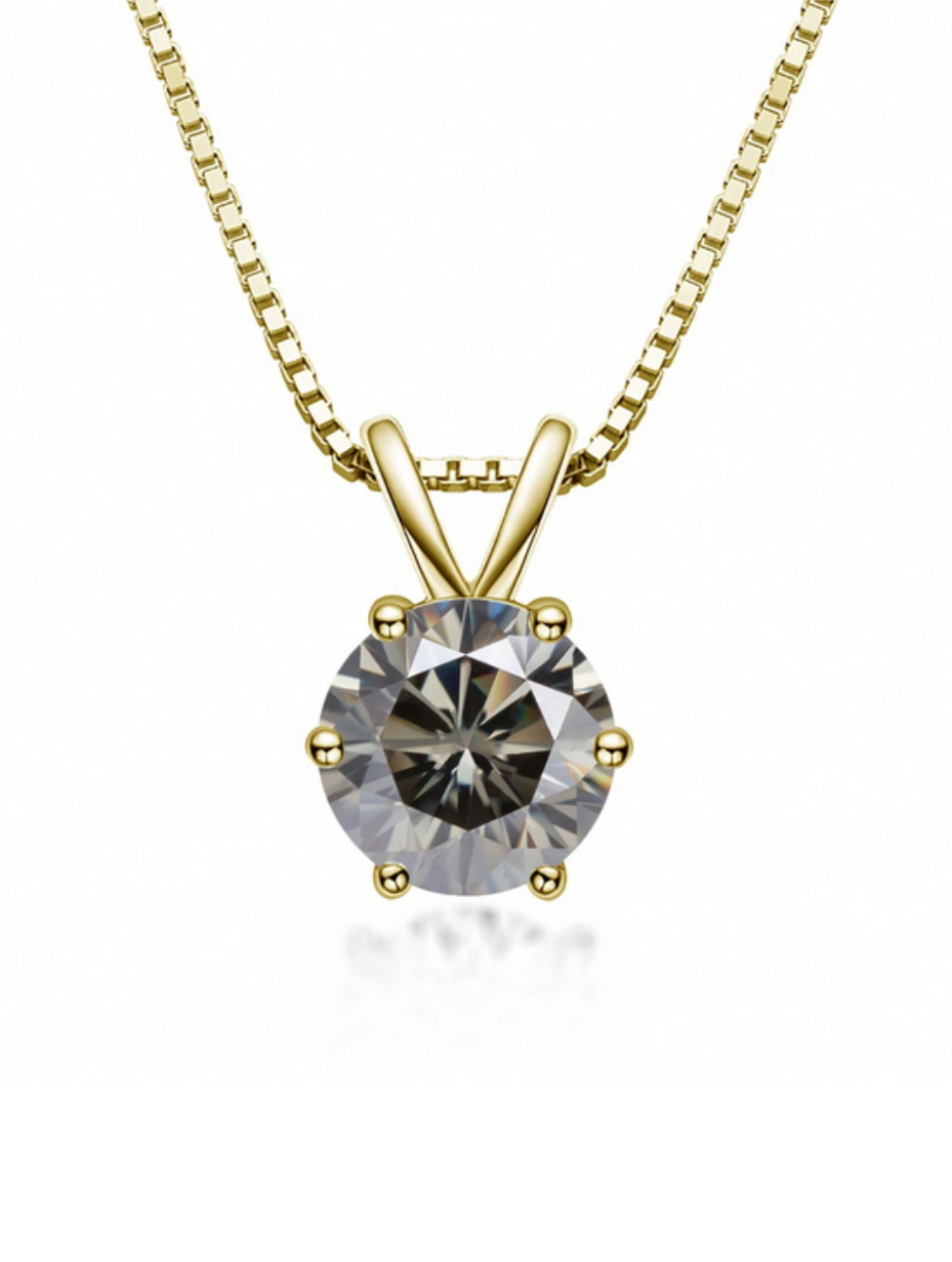Lovely S925 Sterling Silver 6-Claw Moissanite Pendant Necklace