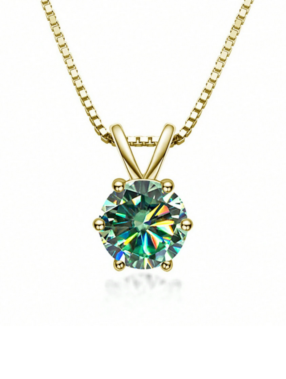 Lovely S925 Sterling Silver 6-Claw Moissanite Pendant Necklace