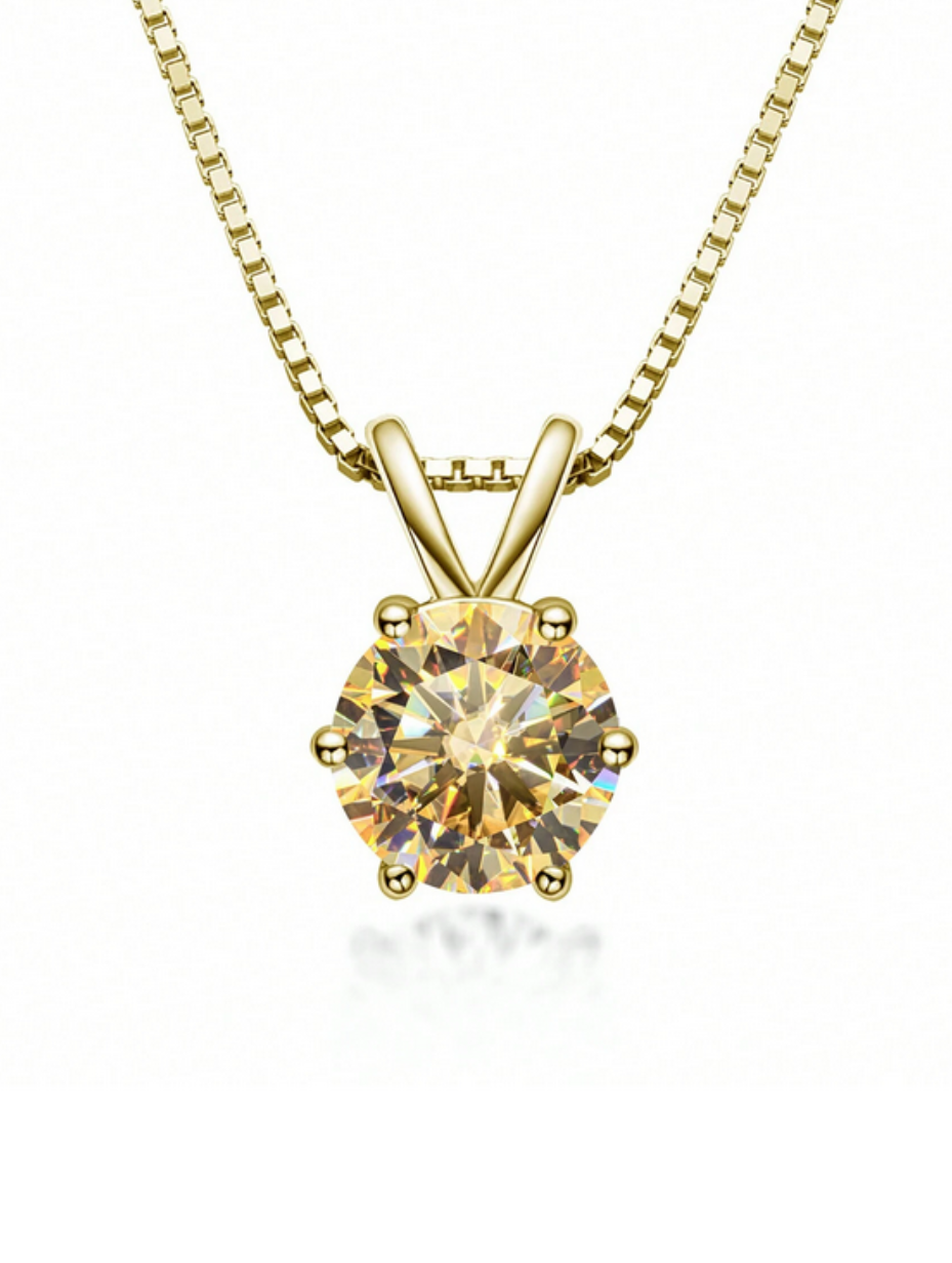 Lovely S925 Sterling Silver 6-Claw Moissanite Pendant Necklace