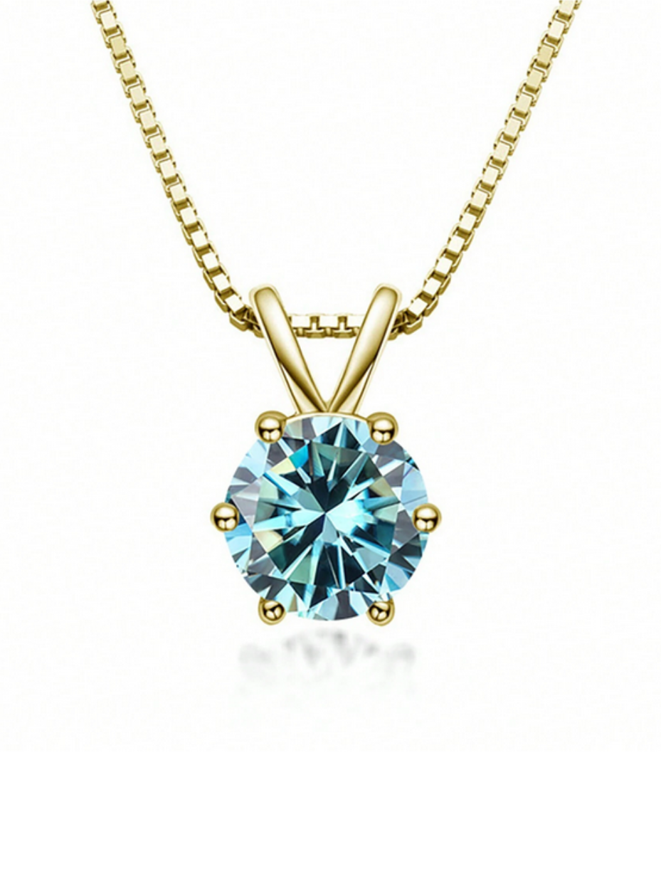 Lovely S925 Sterling Silver 6-Claw Moissanite Pendant Necklace