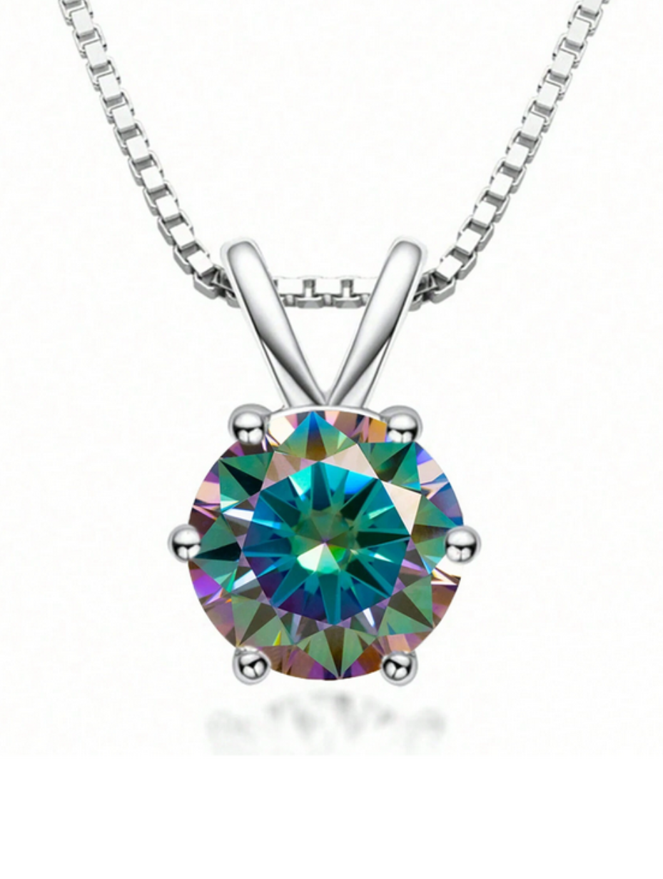 Lovely S925 Sterling Silver 6-Claw Moissanite Pendant Necklace