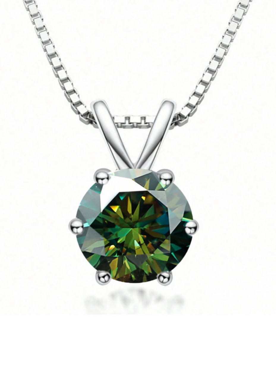 Lovely S925 Sterling Silver 6-Claw Moissanite Pendant Necklace