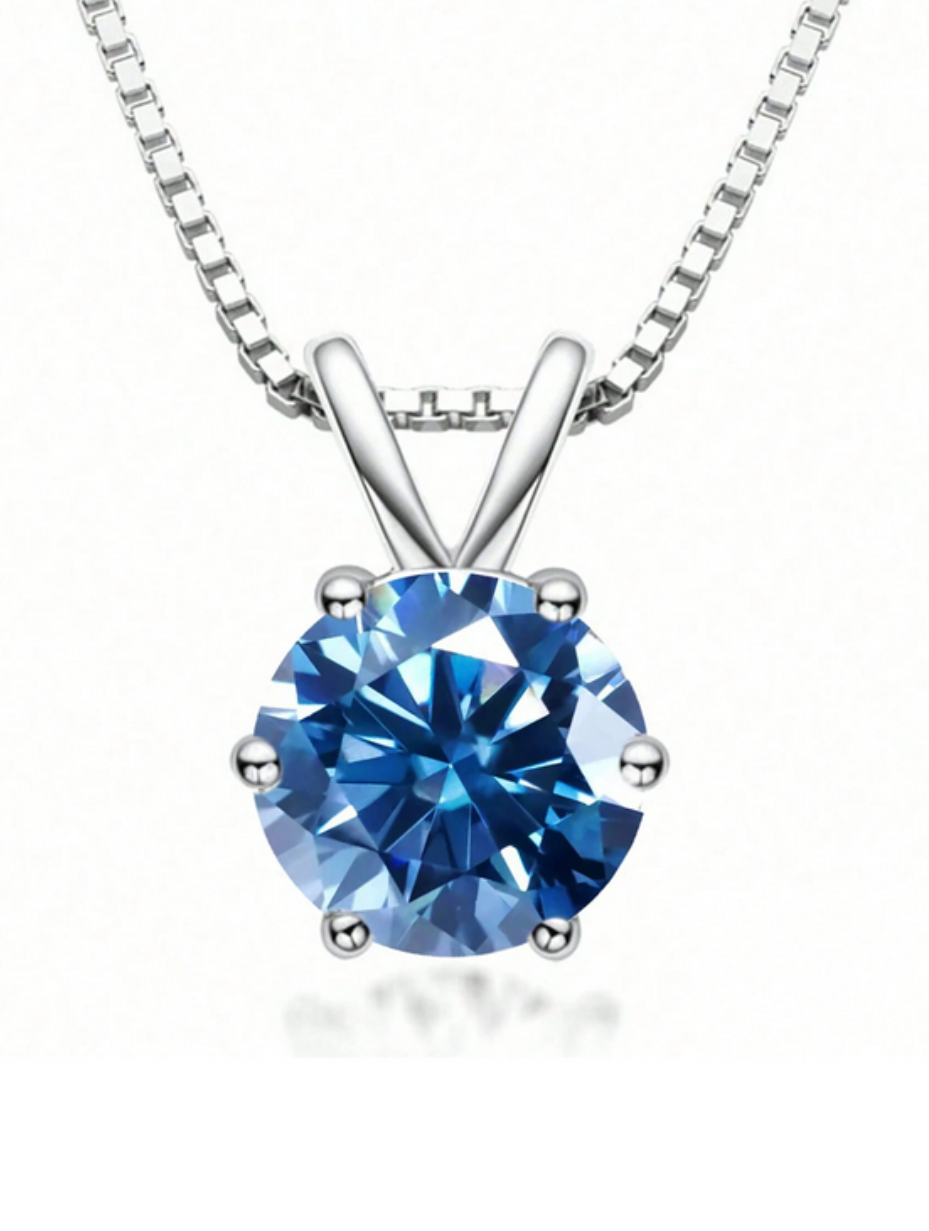 Lovely S925 Sterling Silver 6-Claw Moissanite Pendant Necklace