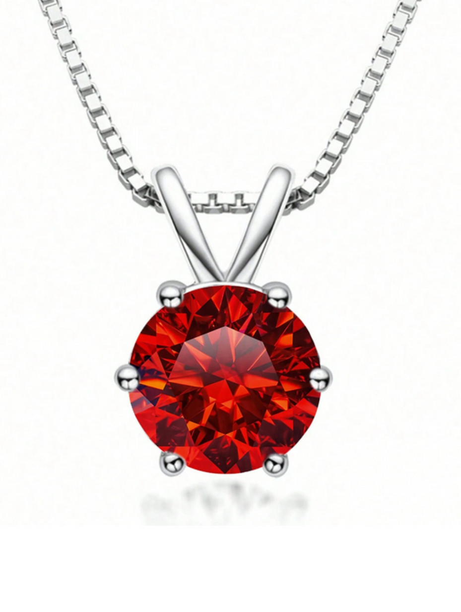 Lovely S925 Sterling Silver 6-Claw Moissanite Pendant Necklace