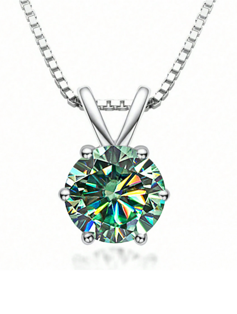 Lovely S925 Sterling Silver 6-Claw Moissanite Pendant Necklace