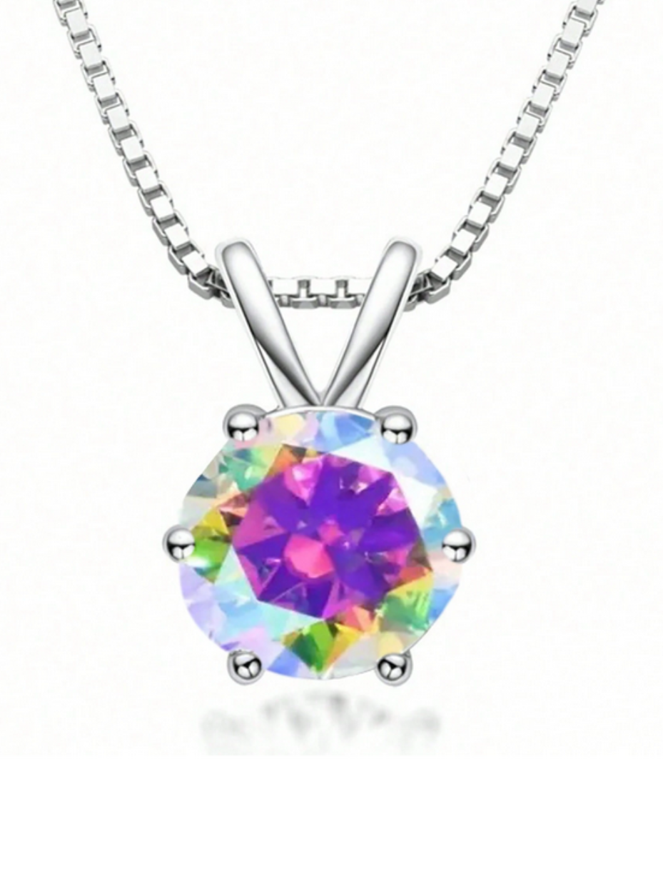 Lovely S925 Sterling Silver 6-Claw Moissanite Pendant Necklace