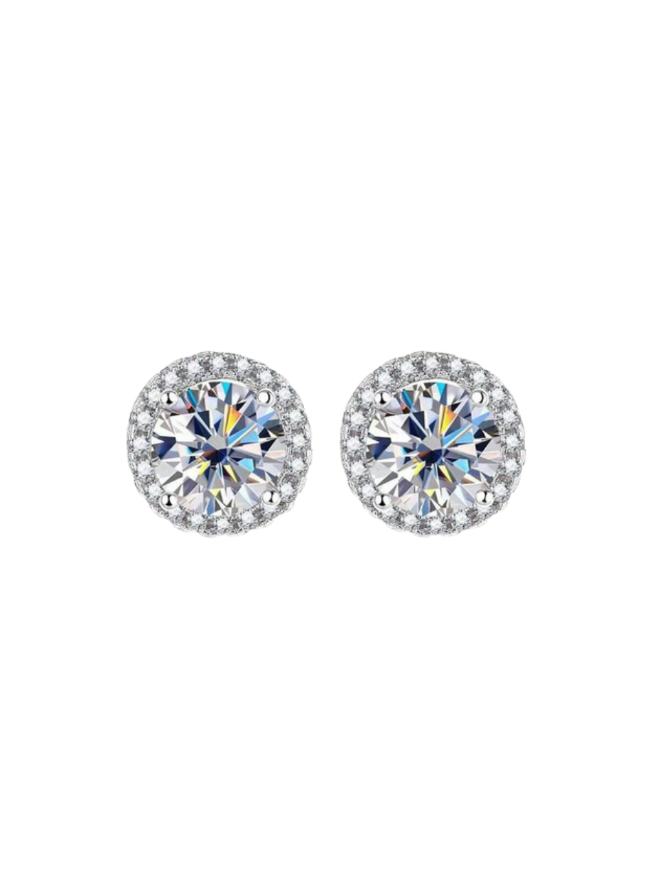 Screw Ball Moissanite Stud Earrings | Sterling Silver