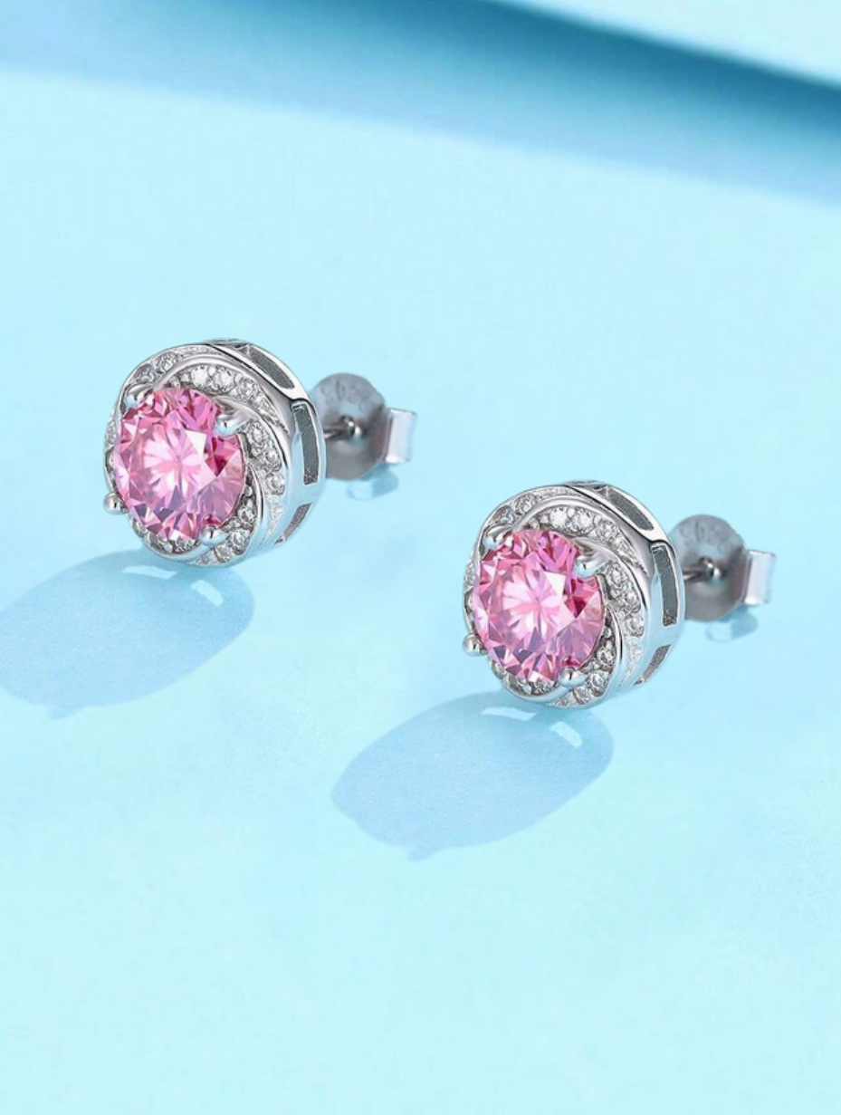 Sterling Silver Moissanite Stud Earrings | Timeless Elegance