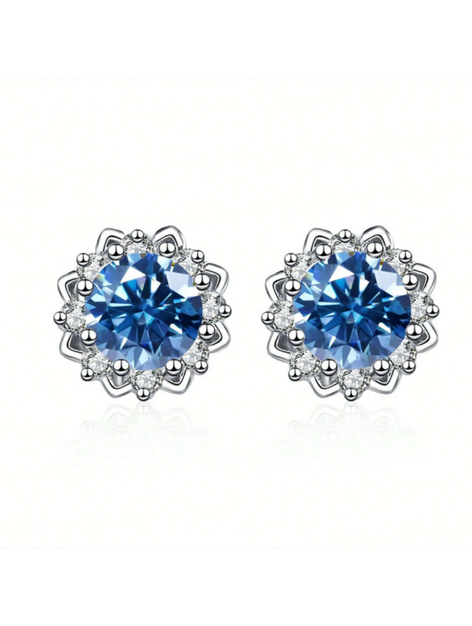 VVS Moissanite Flower Stud Earrings | Sterling Silver