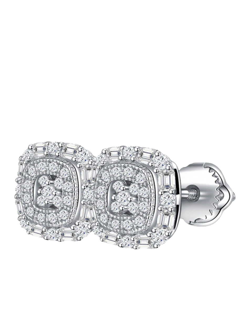 Square & Round Moissanite Earrings | 925 Silver