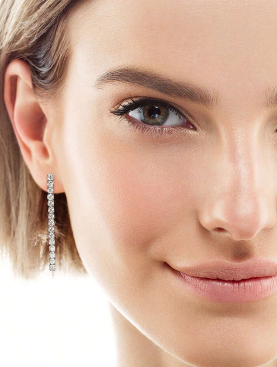 Elegant Silver Moissanite Tassel Earrings | Sparkling Style