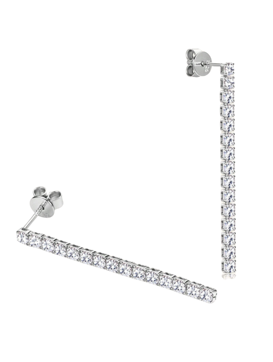 Elegant Silver Moissanite Tassel Earrings | Sparkling Style