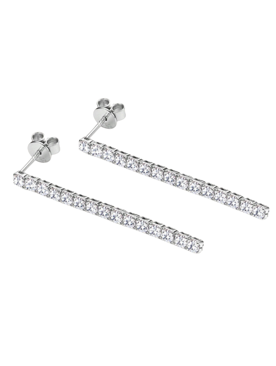 Elegant Silver Moissanite Tassel Earrings | Sparkling Style