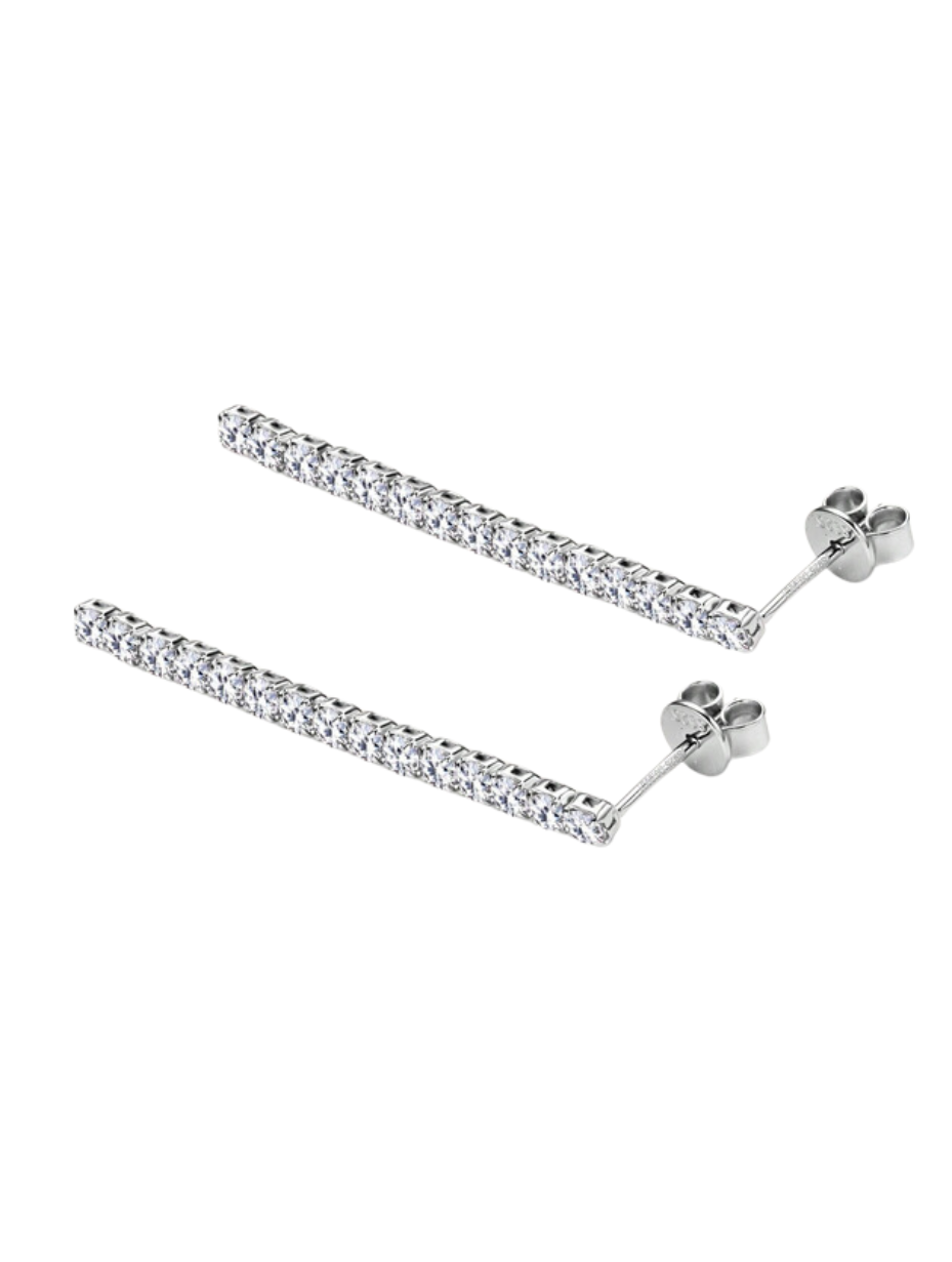 Elegant Silver Moissanite Tassel Earrings | Sparkling Style