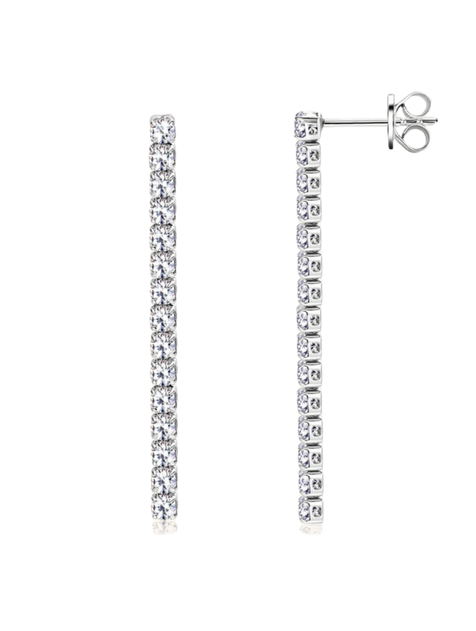 Elegant Silver Moissanite Tassel Earrings | Sparkling Style