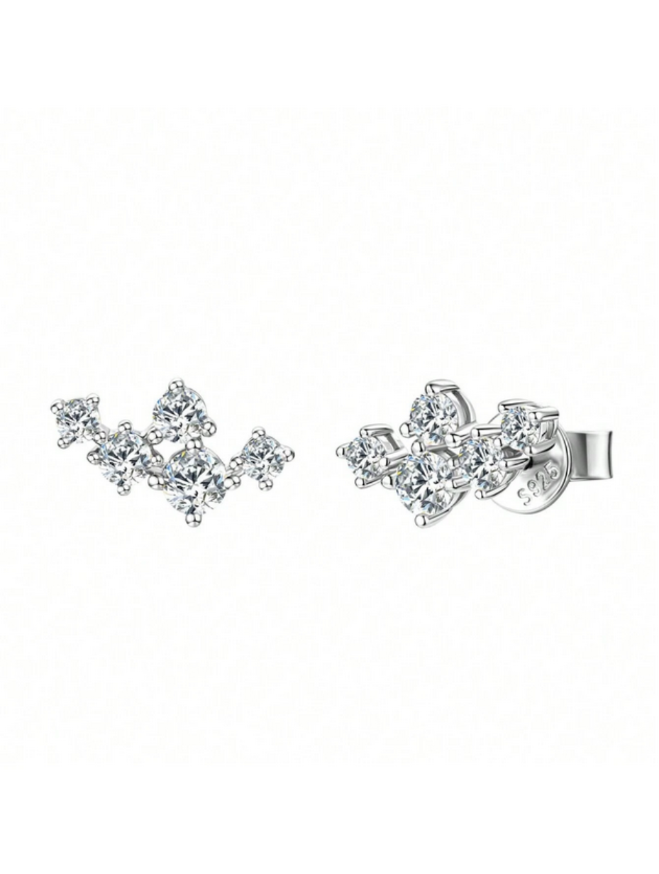 S925 Silver Moissanite Crown Stud Earrings | Radiant Beauty