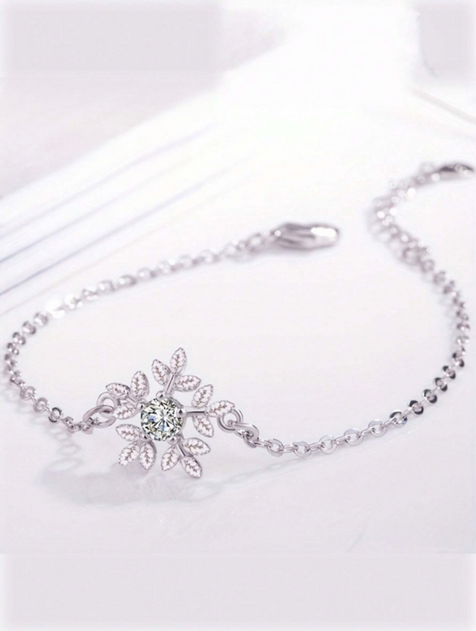 S925 Silver Moissanite Bracelet | Deer Snowflake Design