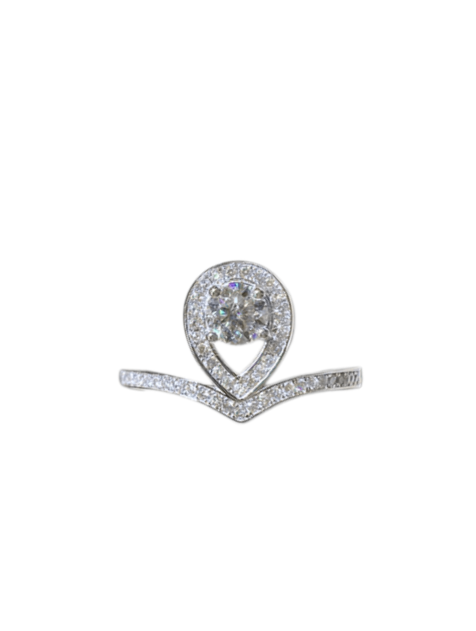 Moissanit Dråbeformet Krone Ring | 925 Sterling Sølv