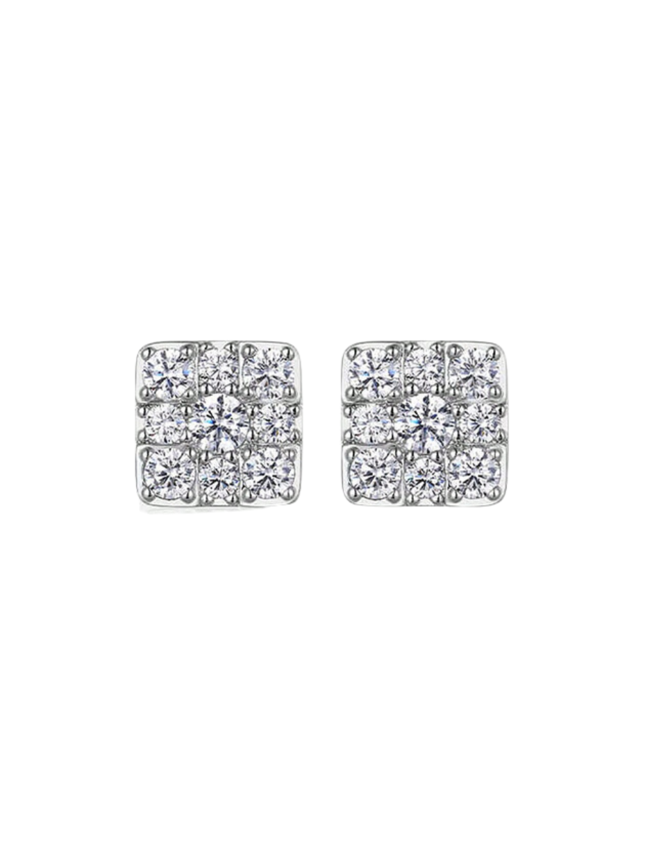 Sterling Silver Moissanite Square Earrings | Bold Style