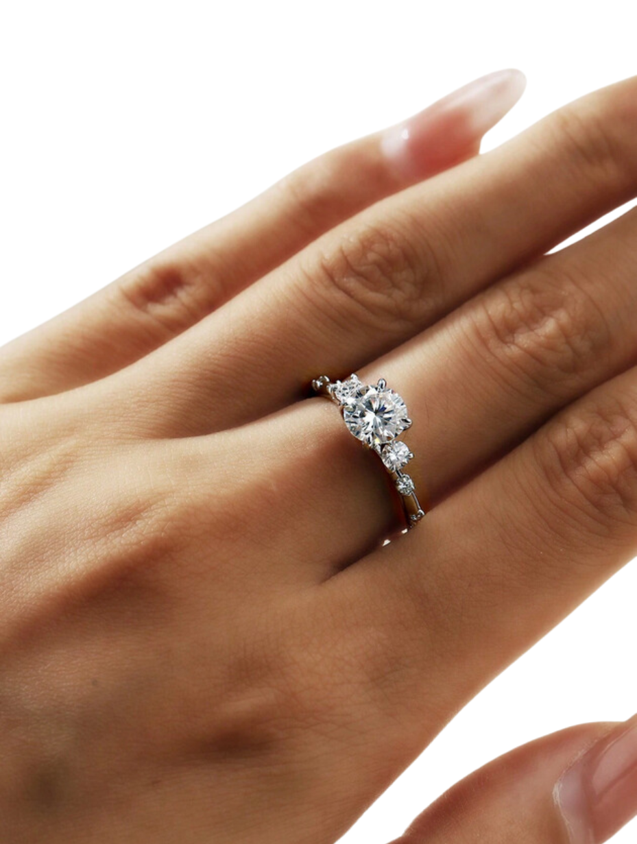 Moissanit Forlovelses Ring | 925 Sterlingsølv, Klassisk Rund Slibning